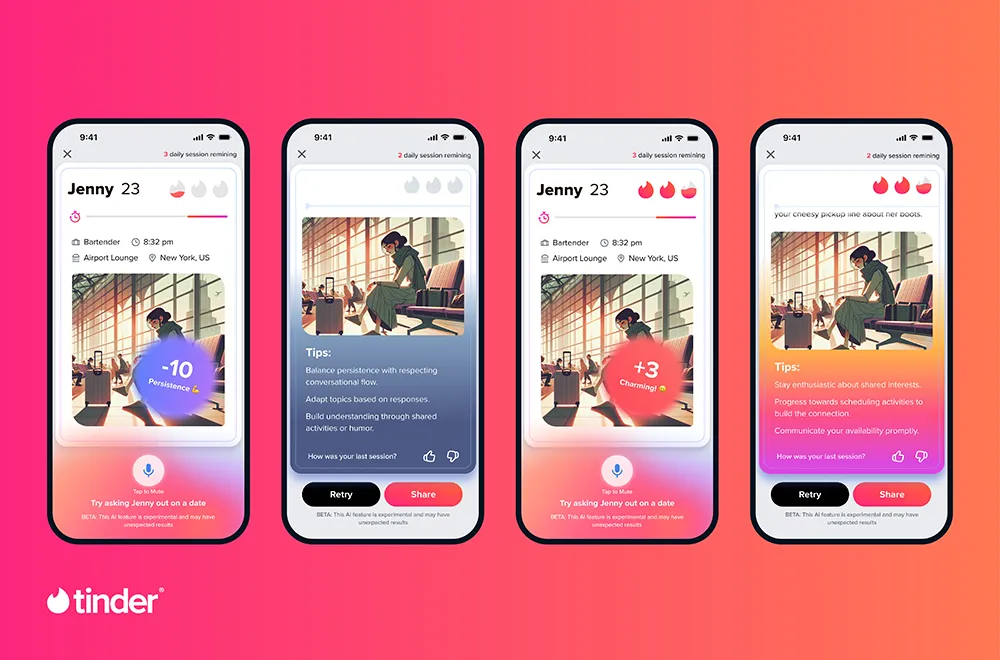 Новая игра Tinder проверяет ваши навыки флирта с ИИ-персонажами
