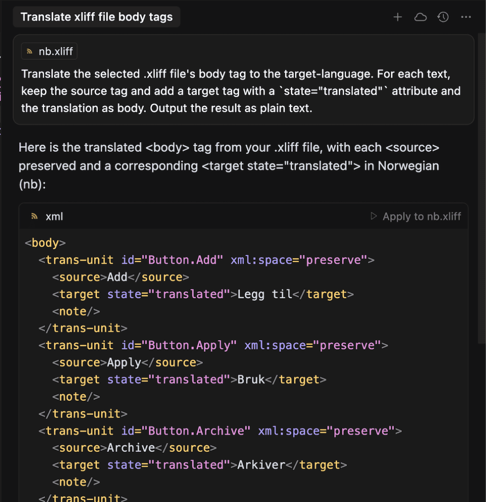 Использование ИИ и Cursor для локализации каталогов строк Xcode