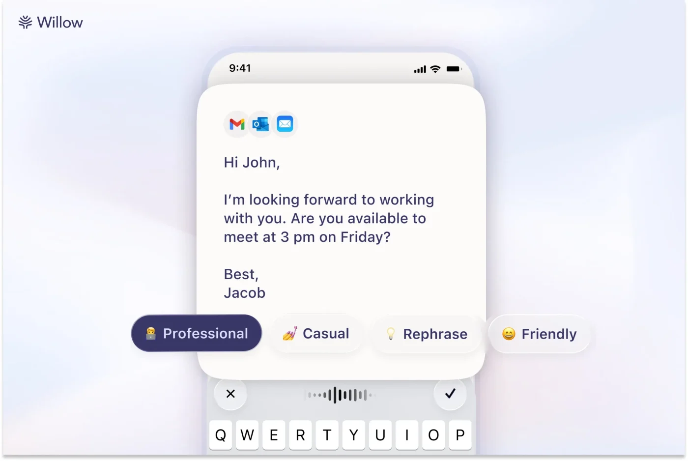 Голосовая клавиатура Willow позволяет вам печатать во всех приложениях iOS