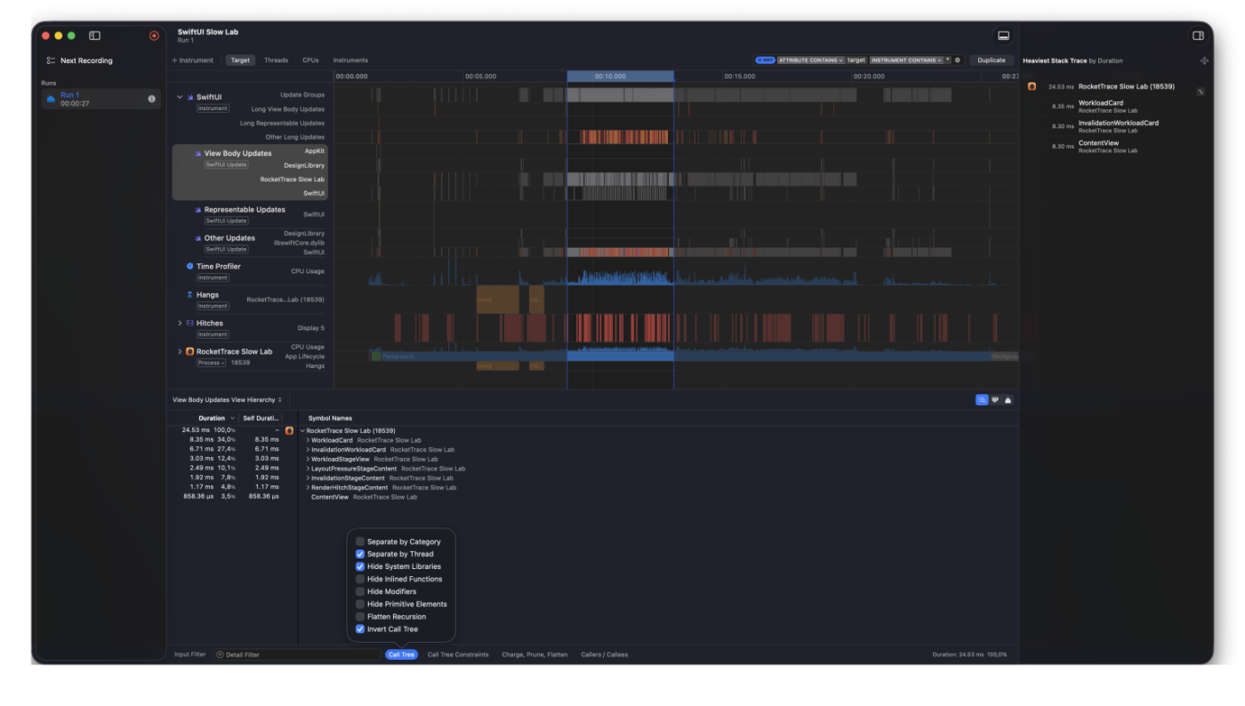Производительность SwiftUI: как находить перерисовки в Xcode Instruments